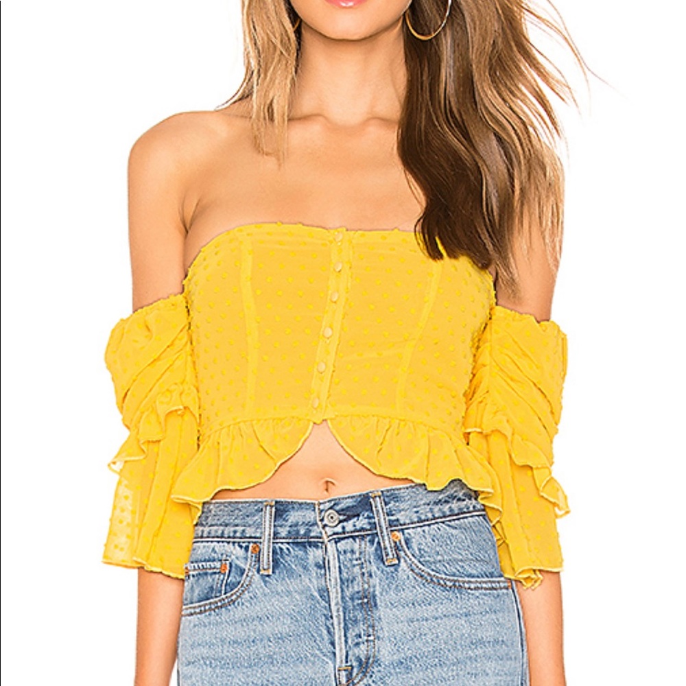Revolve Majorelle Karolina Yellow Crop Top